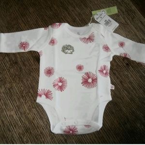 NWT Oliver & Rain Organic White Porcupine & Flower Onesie Bodysuit, Newborn
